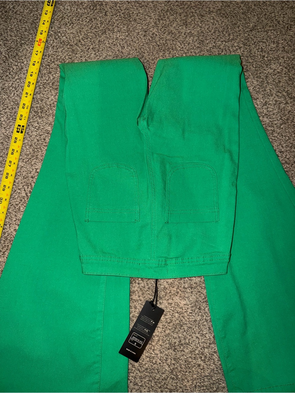 Bright Green High-Waist Pants with Button Fly - Picture 3 of 3